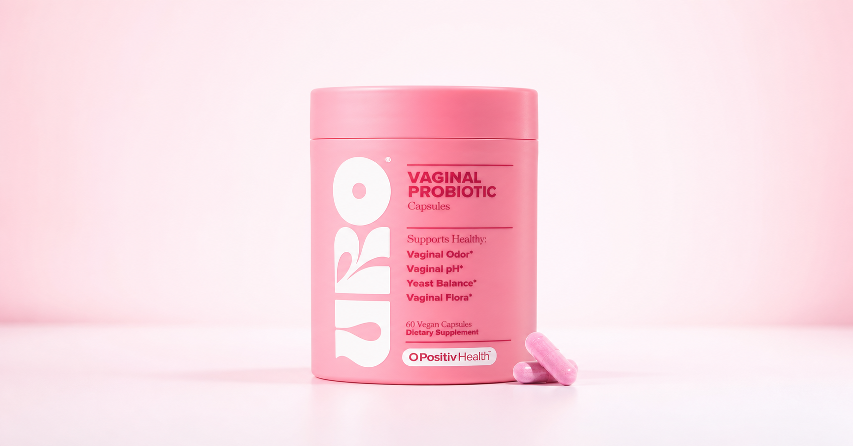 Frasco rosado de probiótico íntimo femenino MYUROCARE.COM